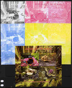 Chad 2011 Butterflies & Mushrooms sheetlet containing 4 values - the set of 5 imperf progressive proofs comprising the 4 individual colours plus all 4-colour composite, unmounted mint.
