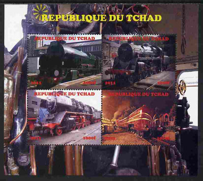 Chad 2011 Steam Locomotives #1 perf sheetlet containing 4 values unmounted mint. Note this item is privately produced and is offered purely on its thematic appeal, it has no postal validity