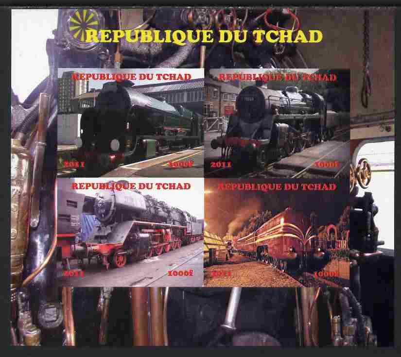 Chad 2011 Steam Locomotives #1 imperf sheetlet containing 4 values unmounted mint. Note this item is privately produced and is offered purely on its thematic appeal