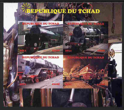 Chad 2011 Steam Locomotives #1 imperf sheetlet containing 4 values unmounted mint. Note this item is privately produced and is offered purely on its thematic appeal