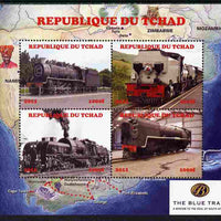 Chad 2011 Steam Locomotives #2 perf sheetlet containing 4 values unmounted mint. Note this item is privately produced and is offered purely on its thematic appeal