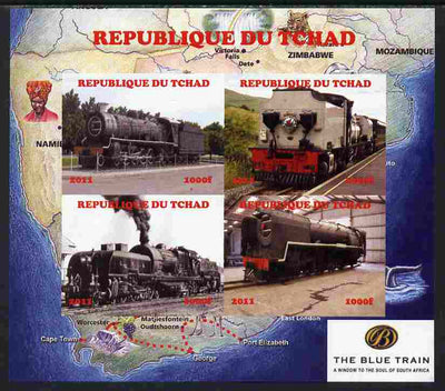 Chad 2011 Steam Locomotives #2 imperf sheetlet containing 4 values unmounted mint. Note this item is privately produced and is offered purely on its thematic appeal