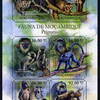 Mozambique 2011 Primates perf sheetlet containing 6 octagonal shaped values unmounted mint