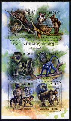 Mozambique 2011 Primates perf sheetlet containing 6 octagonal shaped values unmounted mint