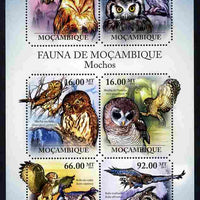 Mozambique 2011 Owls perf sheetlet containing 6 octagonal shaped values unmounted mint