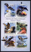 Mozambique 2011 Hawks & Eagles perf sheetlet containing 6 octagonal shaped values unmounted mint
