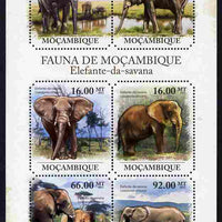 Mozambique 2011 Elephants perf sheetlet containing 6 octagonal shaped values unmounted mint