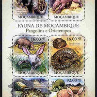 Mozambique 2011 Pangolins & Aardvarks perf sheetlet containing 6 octagonal shaped values unmounted mint
