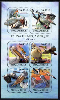 Mozambique 2011 Pelicans perf sheetlet containing 6 octagonal shaped values unmounted mint