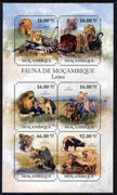 Mozambique 2011 Lions perf sheetlet containing 6 octagonal shaped values unmounted mint