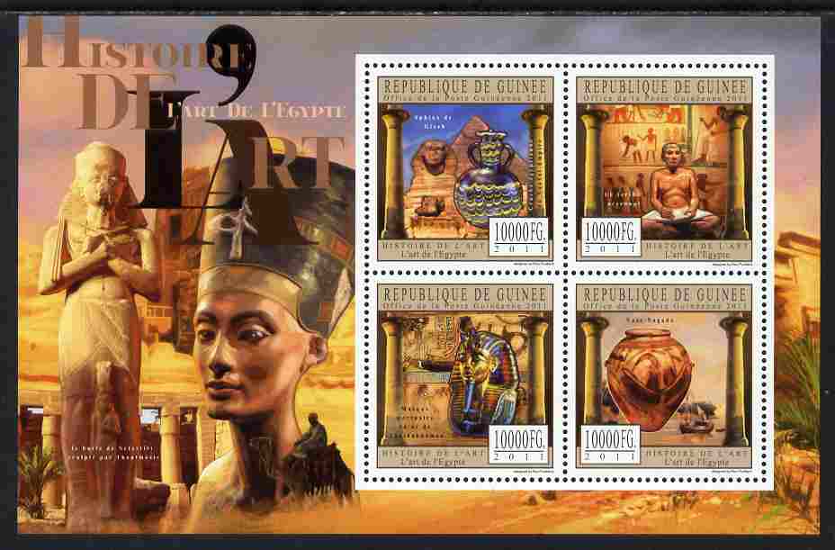 Guinea - Conakry 2011 History of Art - Egyptian Art perf sheetlet containing 4 values unmounted mint