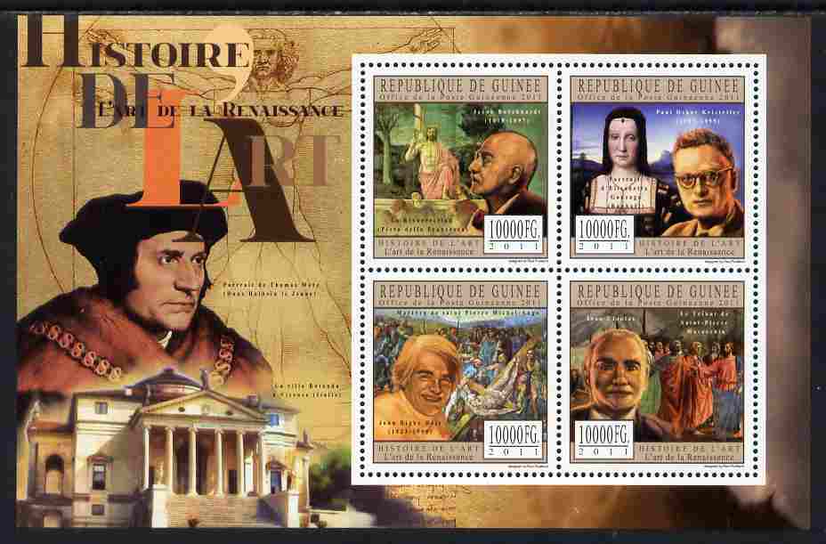Guinea - Conakry 2011 History of Art - Renaissance Art perf sheetlet containing 4 values unmounted mint