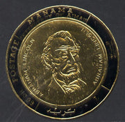 Manama 1970 Heroes of Humanity (Abraham Lincoln) imperf gold foil (coin shaped) unmounted mint Mi 232