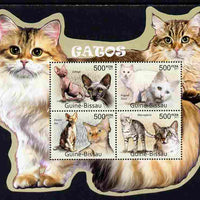 Guinea - Bissau 2011 Cats special shaped perf sheetlet containing 4 values unmounted mint