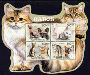 Guinea - Bissau 2011 Cats special shaped perf sheetlet containing 4 values unmounted mint