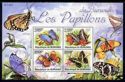 Burundi 2011 Butterflis perf sheetlet containing 4 values unmounted mint