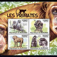 Burundi 2011 Primates perf sheetlet containing 4 values unmounted mint