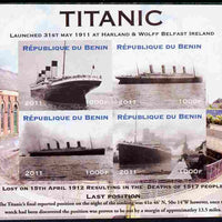 Benin 2011 Titanic #1 imperf sheetlet containing 4 values unmounted mint. Note this item is privately produced and is offered purely on its thematic appeal