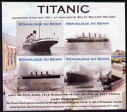 Benin 2011 Titanic #1 imperf sheetlet containing 4 values unmounted mint. Note this item is privately produced and is offered purely on its thematic appeal