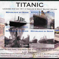 Benin 2011 Titanic #2 imperf sheetlet containing 4 values unmounted mint. Note this item is privately produced and is offered purely on its thematic appeal