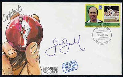 Tuvalu - Nukulaelae 1984 Cricketers 15c (G Boycott) se-tenant pair on illustrated cover with first day cancel signed by Boycott
