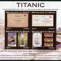 Benin 2011 Titanic #3 perf sheetlet containing 4 values unmounted mint. Note this item is privately produced and is offered purely on its thematic appeal