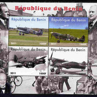 Benin 2011 Aircraft of WW2 (Churchill & Spitfires) perf sheetlet containing 4 values unmounted mint. Note this item is privately produced and is offered purely on its thematic appeal