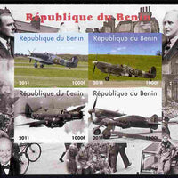 Benin 2011 Aircraft of WW2 (Churchill & Spitfires) imperf sheetlet containing 4 values unmounted mint. Note this item is privately produced and is offered purely on its thematic appeal