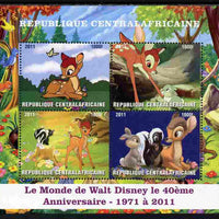 Central African Republic 2011 40th Anniversary of Walt Disney - Bambi #1 perf sheetlet containing 4 values unmounted mint. Note this item is privately produced and is offered purely on its thematic appeal, it has no postal validity