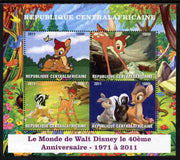 Central African Republic 2011 40th Anniversary of Walt Disney - Bambi #1 perf sheetlet containing 4 values unmounted mint. Note this item is privately produced and is offered purely on its thematic appeal, it has no postal validity