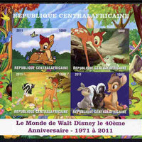 Central African Republic 2011 40th Anniversary of Walt Disney - Bambi #1 imperf sheetlet containing 4 values unmounted mint. Note this item is privately produced and is offered purely on its thematic appeal, it has no postal validity