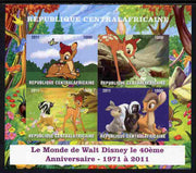 Central African Republic 2011 40th Anniversary of Walt Disney - Bambi #1 imperf sheetlet containing 4 values unmounted mint. Note this item is privately produced and is offered purely on its thematic appeal, it has no postal validity