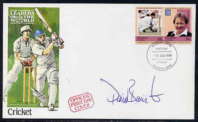 Tuvalu - Nukulaelae 1984 Cricketers 30c (D L Bairstow) se-tenant pair on illustrated cover with first day cancel signed by Bairstow