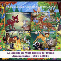 Central African Republic 2011 40th Anniversary of Walt Disney - Bambi #2 imperf sheetlet containing 4 values unmounted mint. Note this item is privately produced and is offered purely on its thematic appeal, it has no postal validity