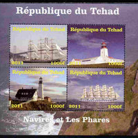 Chad 2011 Ships & Lighthouses perf sheetlet containing 4 values unmounted mint. Note this item is privately produced and is offered purely on its thematic appeal