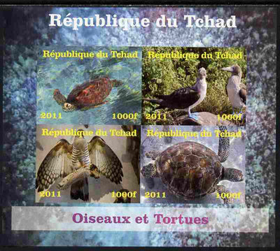 Chad 2011 Birds & Turtles imperf sheetlet containing 4 values unmounted mint. Note this item is privately produced and is offered purely on its thematic appeal