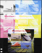 Chad 2011 Trains & Concorde sheetlet containing 4 values - the set of 5 imperf progressive proofs comprising the 4 individual colours plus all 4-colour composite, unmounted mint.