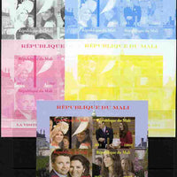 Mali 2011 Royal Visit - William & Kate Visit to Denmark #2 sheetlet containing 4 values - the set of 5 imperf progressive proofs comprising the 4 individual colours plus all 4-colour composite, unmounted mint