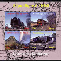Mali 2011 Trains of Africa perf sheetlet containing 4 values unmounted mint. Note this item is privately produced and is offered purely on its thematic appeal