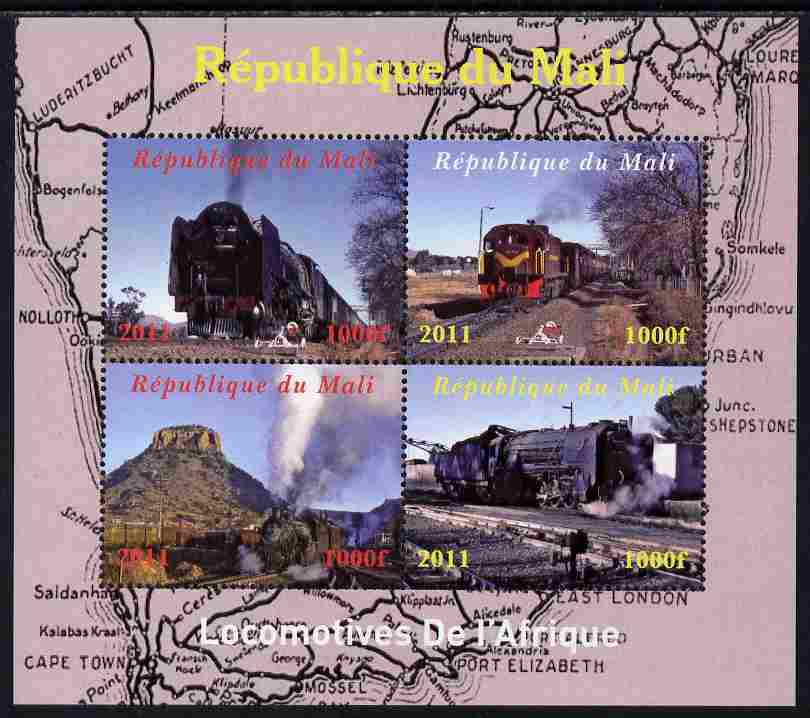 Mali 2011 Trains of Africa perf sheetlet containing 4 values unmounted mint. Note this item is privately produced and is offered purely on its thematic appeal