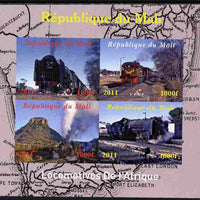 Mali 2011 Trains of Africa imperf sheetlet containing 4 values unmounted mint. Note this item is privately produced and is offered purely on its thematic appeal, it has no postal validity