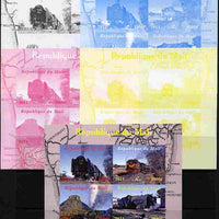Mali 2011 Trains of Africa sheetlet containing 4 values - the set of 5 imperf progressive proofs comprising the 4 individual colours plus all 4-colour composite, unmounted mint