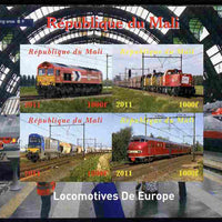 Mali 2011 Trains of Europe imperf sheetlet containing 4 values unmounted mint. Note this item is privately produced and is offered purely on its thematic appeal, it has no postal validity
