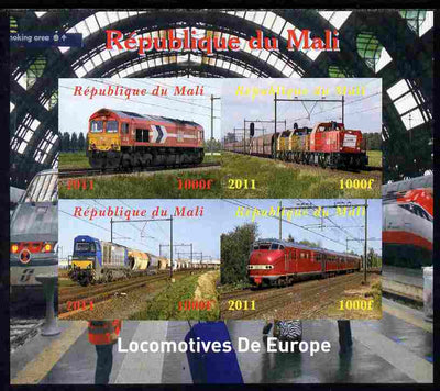 Mali 2011 Trains of Europe imperf sheetlet containing 4 values unmounted mint. Note this item is privately produced and is offered purely on its thematic appeal, it has no postal validity