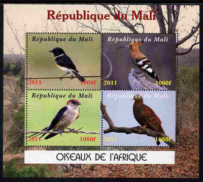 Mali 2011 Birds of Africa perf sheetlet containing 4 values unmounted mint. Note this item is privately produced and is offered purely on its thematic appeal