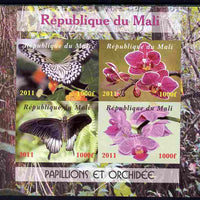 Mali 2011 Butterflies & Orchids imperf sheetlet containing 4 values unmounted mint. Note this item is privately produced and is offered purely on its thematic appeal, it has no postal validity