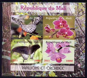 Mali 2011 Butterflies & Orchids imperf sheetlet containing 4 values unmounted mint. Note this item is privately produced and is offered purely on its thematic appeal, it has no postal validity