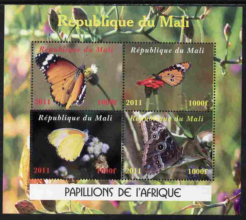 Mali 2011 Butterflies of Africa perf sheetlet containing 4 values unmounted mint. Note this item is privately produced and is offered purely on its thematic appeal
