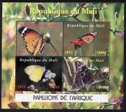 Mali 2011 Butterflies of Africa perf sheetlet containing 4 values unmounted mint. Note this item is privately produced and is offered purely on its thematic appeal