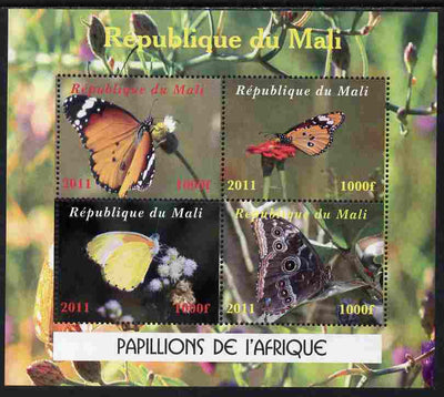 Mali 2011 Butterflies of Africa perf sheetlet containing 4 values unmounted mint. Note this item is privately produced and is offered purely on its thematic appeal
